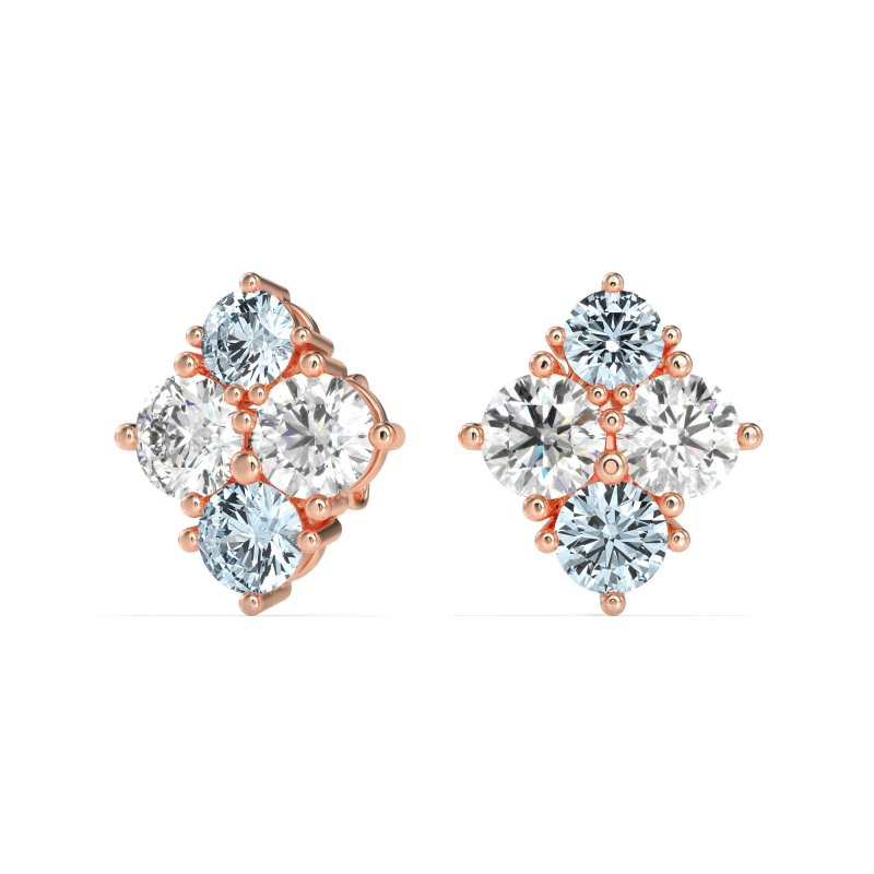 Multi-Size Four Stone Stud Earrings