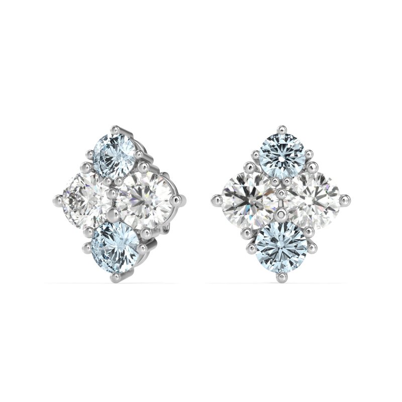 Multi-Size Four Stone Stud Earrings
