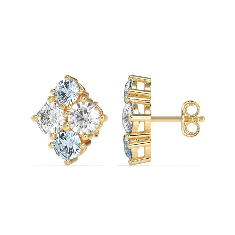 Multi-Size Four Stone Stud Earrings