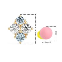 Multi-Size Four Stone Stud Earrings