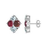 Multi-Size Four Stone Stud Earrings