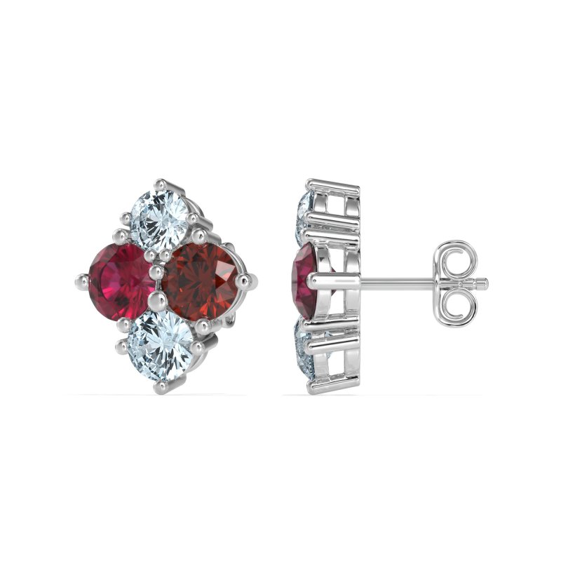 Multi-Size Four Stone Stud Earrings