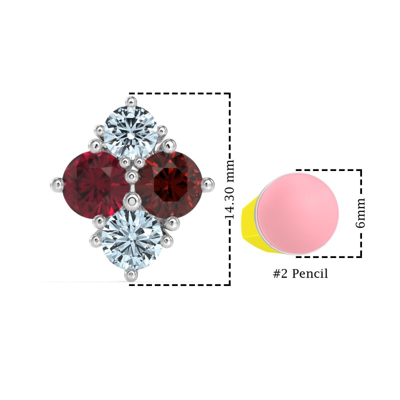 Multi-Size Four Stone Stud Earrings