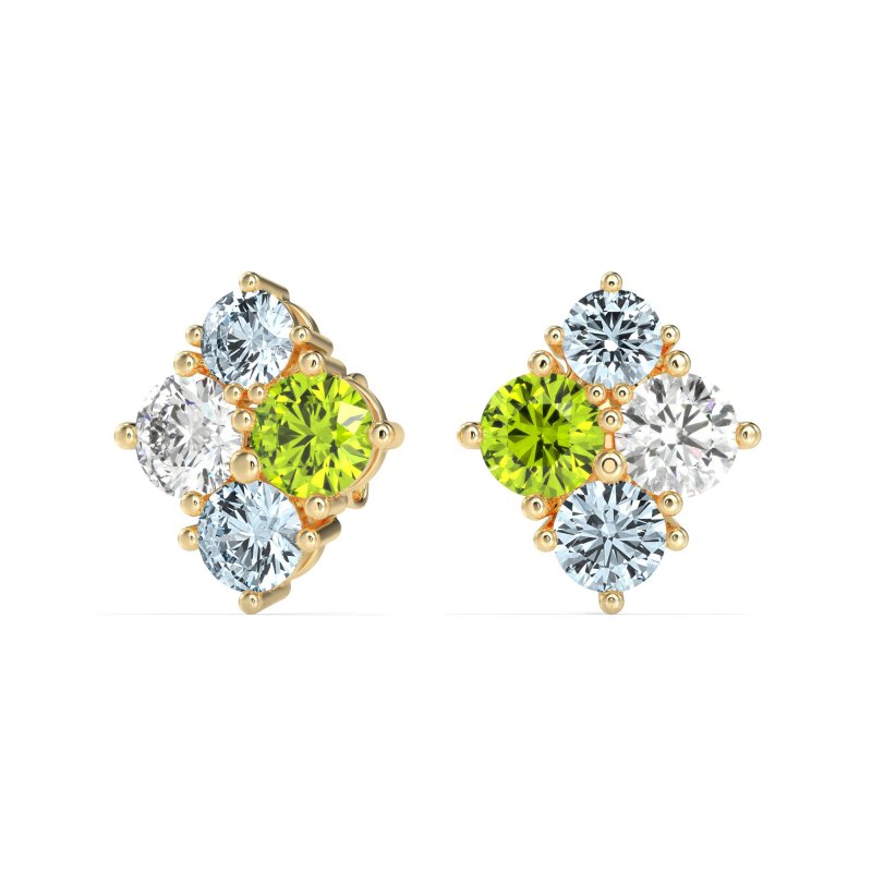 Multi-Size Four Stone Stud Earrings