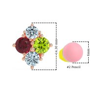 Multi-Size Four Stone Stud Earrings