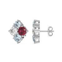 Multi-Size Four Stone Stud Earrings