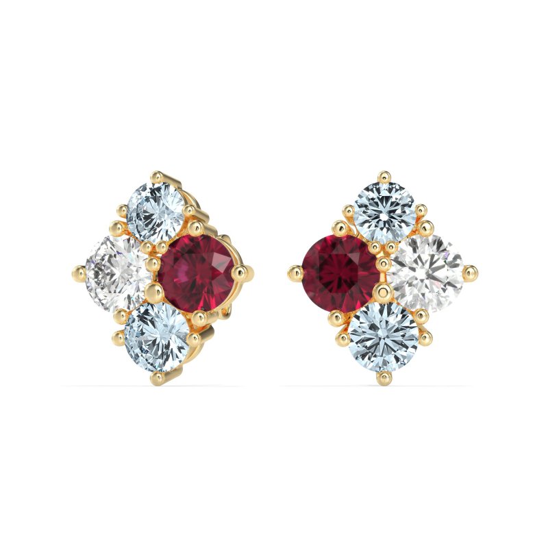 Multi-Size Four Stone Stud Earrings