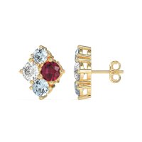 Multi-Size Four Stone Stud Earrings