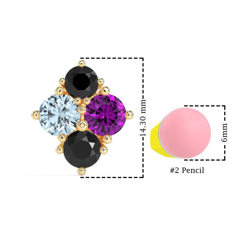 Multi-Size Four Stone Stud Earrings