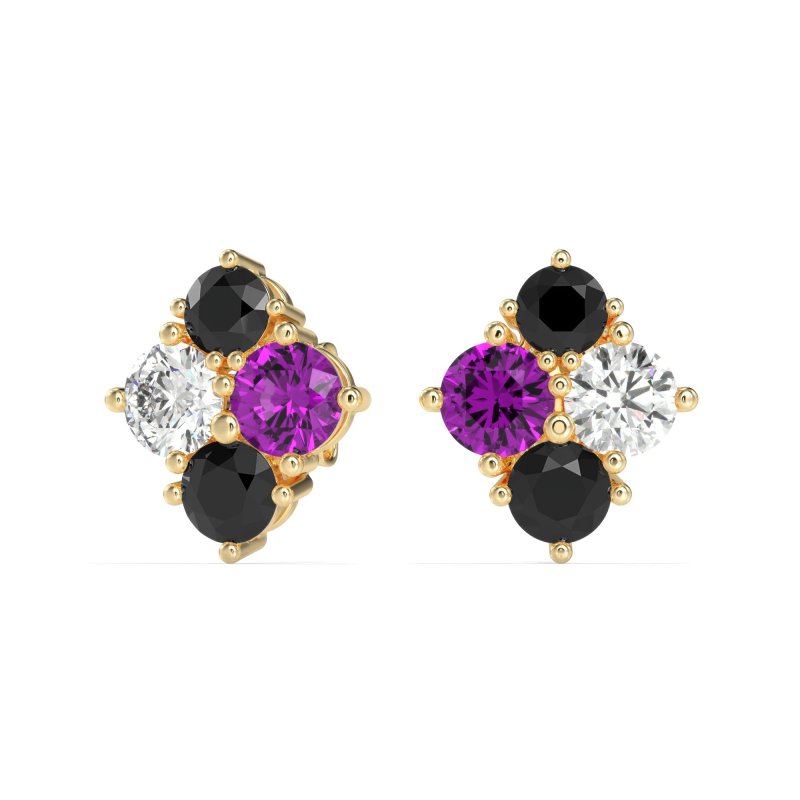 Multi-Size Four Stone Stud Earrings