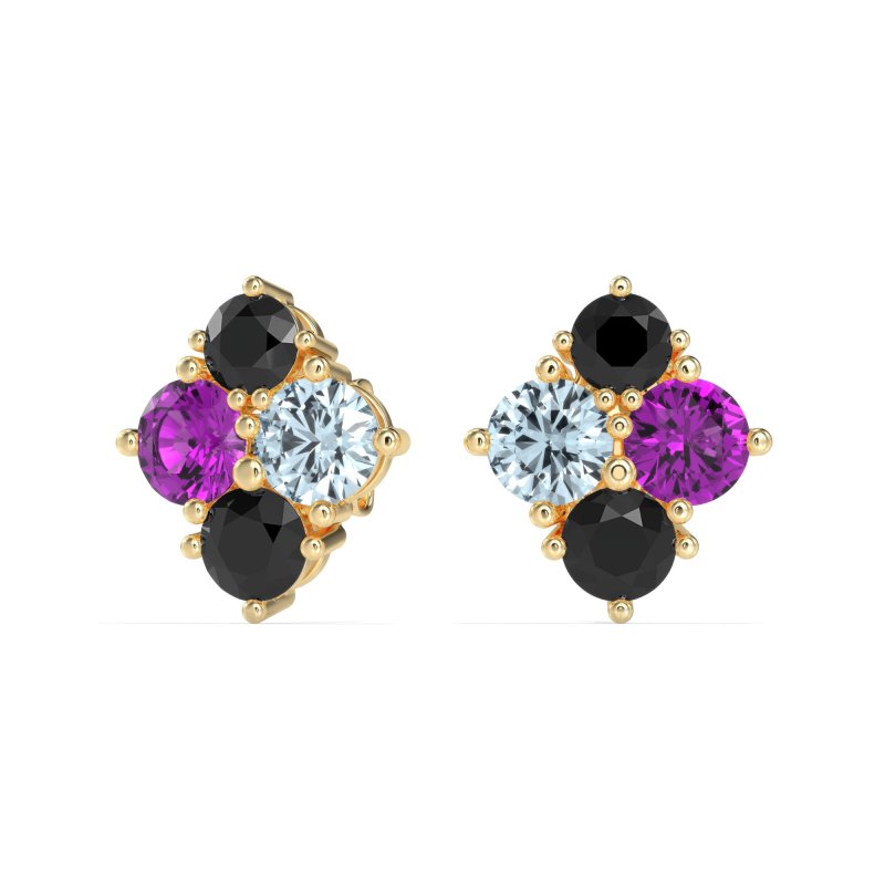 Multi-Size Four Stone Stud Earrings
