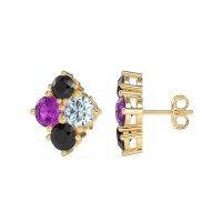 Multi-Size Four Stone Stud Earrings