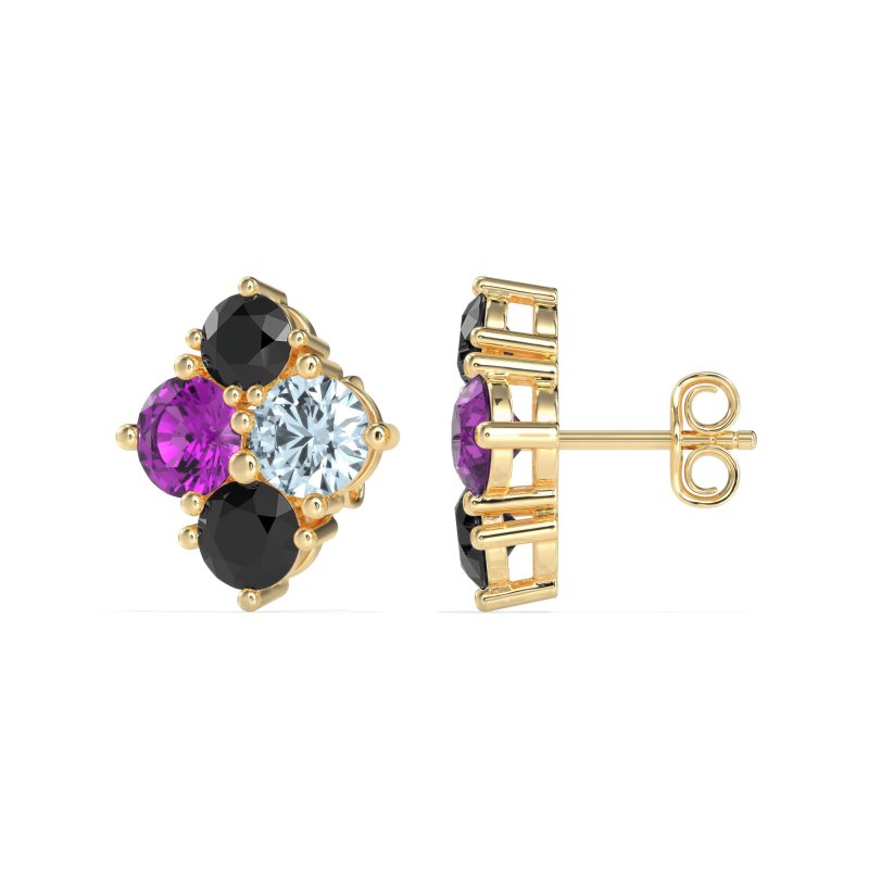 Multi-Size Four Stone Stud Earrings