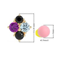 Multi-Size Four Stone Stud Earrings