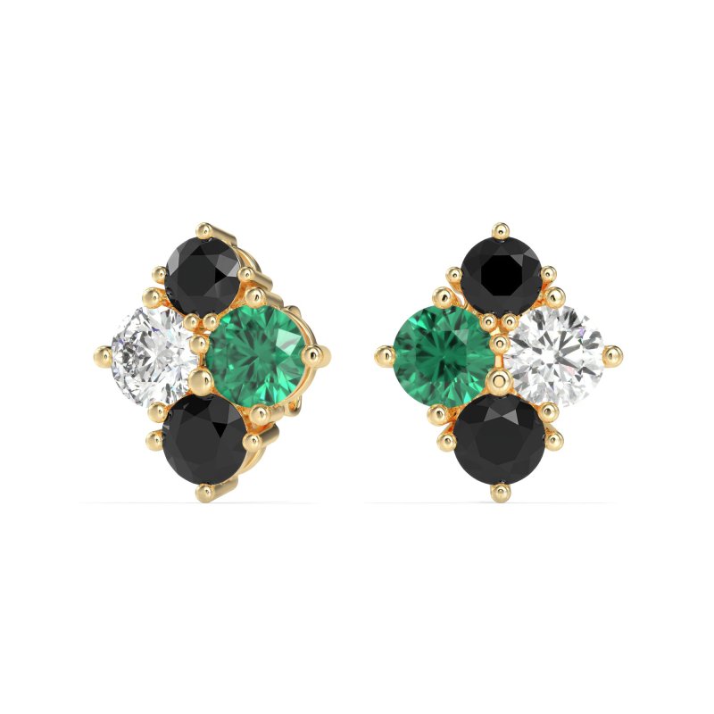 Multi-Size Four Stone Stud Earrings
