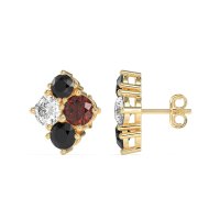 Multi-Size Four Stone Stud Earrings