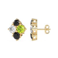 Multi-Size Four Stone Stud Earrings