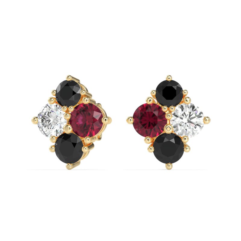 Multi-Size Four Stone Stud Earrings