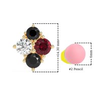 Multi-Size Four Stone Stud Earrings