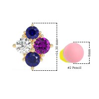 Multi-Size Four Stone Stud Earrings