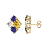 Multi-Size Four Stone Stud Earrings