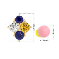 Multi-Size Four Stone Stud Earrings