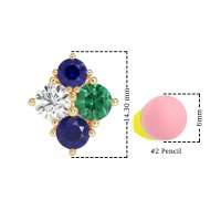 Multi-Size Four Stone Stud Earrings