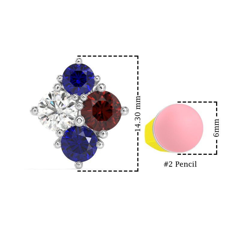 Multi-Size Four Stone Stud Earrings