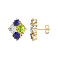 Multi-Size Four Stone Stud Earrings