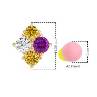 Multi-Size Four Stone Stud Earrings