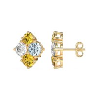 Multi-Size Four Stone Stud Earrings