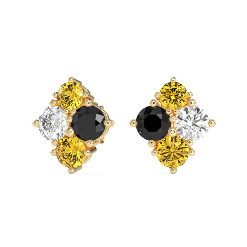 Multi-Size Four Stone Stud Earrings