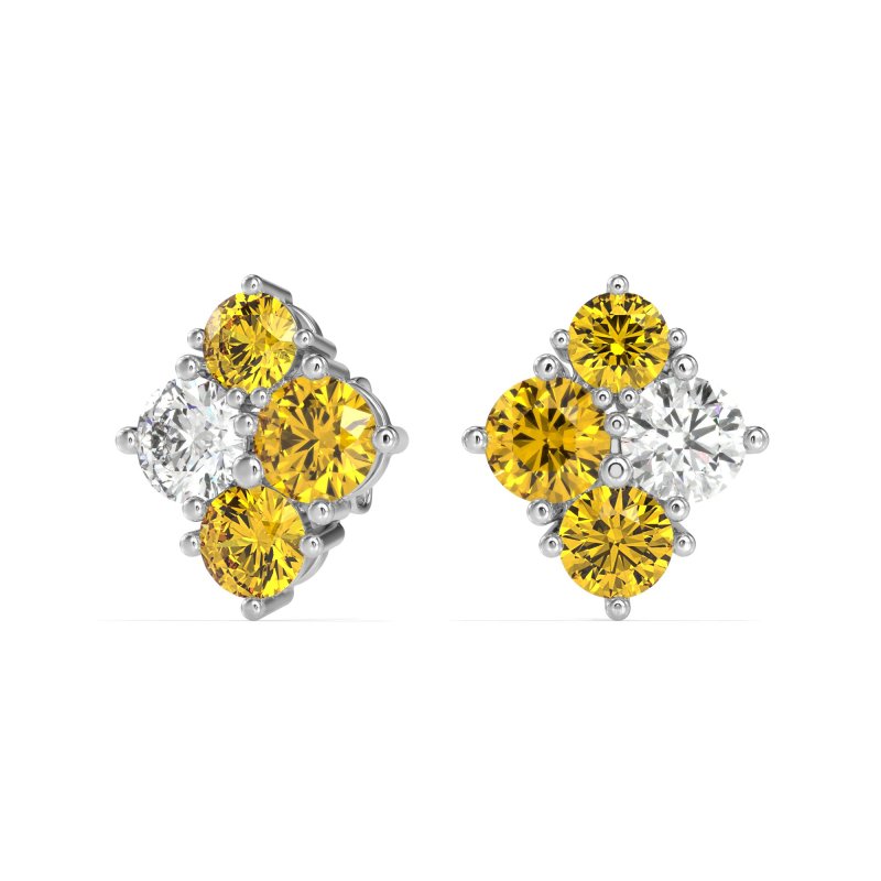 Multi-Size Four Stone Stud Earrings