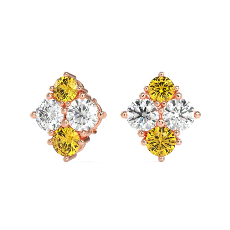 Multi-Size Four Stone Stud Earrings