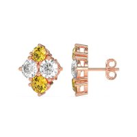 Multi-Size Four Stone Stud Earrings