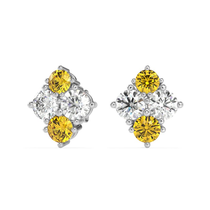 Multi-Size Four Stone Stud Earrings