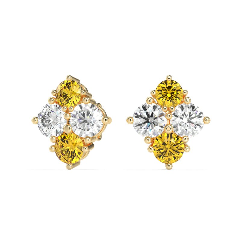 Multi-Size Four Stone Stud Earrings