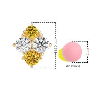 Multi-Size Four Stone Stud Earrings