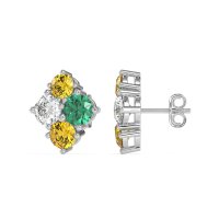 Multi-Size Four Stone Stud Earrings