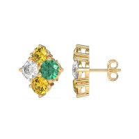 Multi-Size Four Stone Stud Earrings