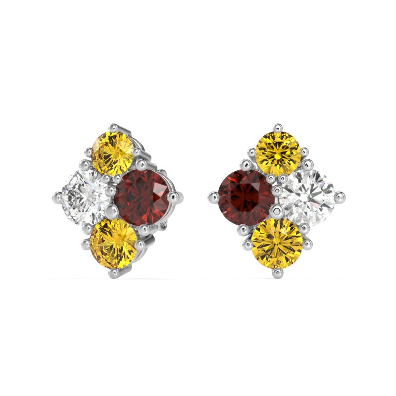 Multi-Size Four Stone Stud Earrings