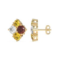Multi-Size Four Stone Stud Earrings