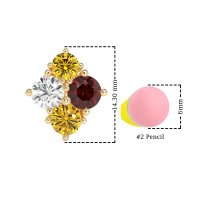 Multi-Size Four Stone Stud Earrings