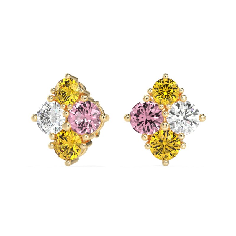 Multi-Size Four Stone Stud Earrings
