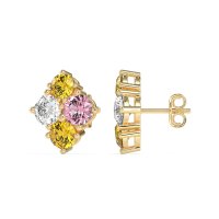 Multi-Size Four Stone Stud Earrings