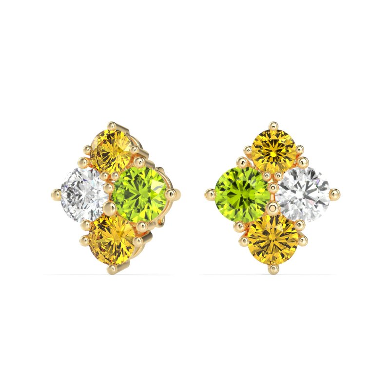 Multi-Size Four Stone Stud Earrings