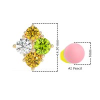 Multi-Size Four Stone Stud Earrings