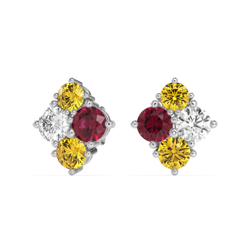 Multi-Size Four Stone Stud Earrings