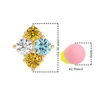 Multi-Size Four Stone Stud Earrings