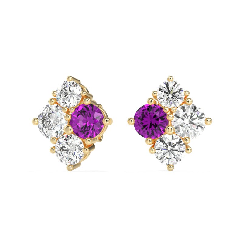 Multi-Size Four Stone Stud Earrings